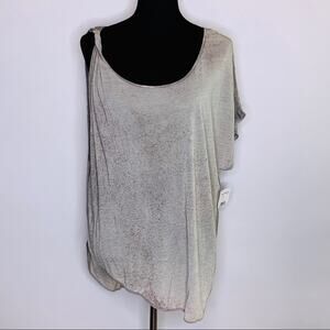 We The Free gray scoop neck one sleeve top size Medium NWT